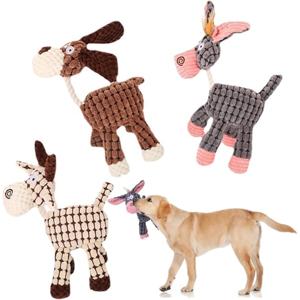 Shirem Bite Buddy, Shirem Bitebuddy Hundeleksak, Petsboro Bitebuddy Hundeleksak, Bite Buddy Hundeleksak, Bitebuddy Tuggleksak för Hundar, Petsrook Premium Plyschleksak D Brown+White+Grey