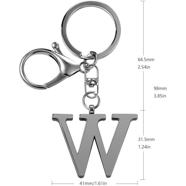 Nøglering med Guld Bogstav A-Z til Kvinder Taske Charms Pung Charms Til Håndtasker Metal Alphabet Initial Letter Nøglering Black-w