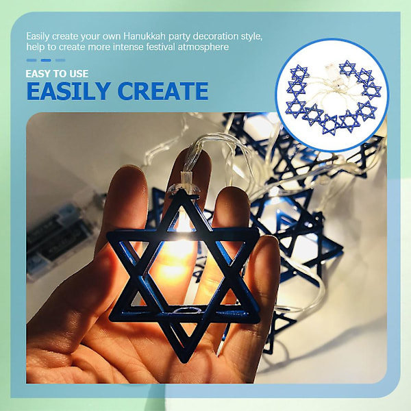LED-ljusslinga inomhus Davidsstjärna ljusslinga Hanukkah dekorativ ljusslinga Hanukkah ljusslinga