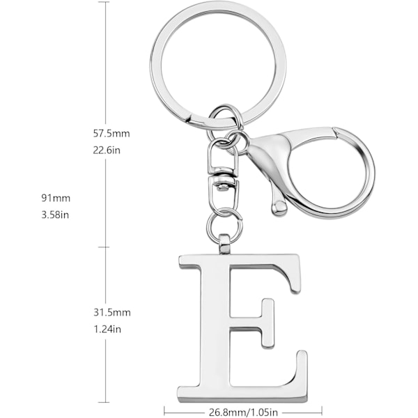 Kultaiset A-Z Kirjain Avaimenperät Naisille, Laukun Ripustuskorut, Lompakon Ripustuskorut Käsilaukuille, Metalliset Alfabetin Alkutaipaleen Kirjain Avaimenperät Silver-e