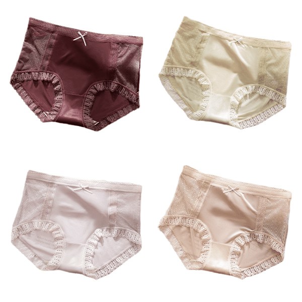 Sommarunderkläder för kvinnor, tunna och hållbara, midjehöga, bekväma shorts, fyra delar i ett set. L