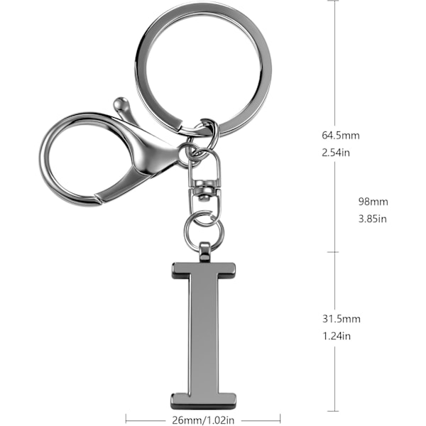 Nøglering med Guld Bogstav A-Z til Kvinder Taske Charms Pung Charms Til Håndtasker Metal Alphabet Initial Letter Nøglering Black-i