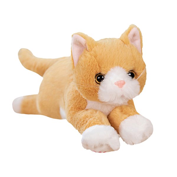 Mjuk Plysch Kattdocka Vit och Grå Kattunge Design Fylld Leksak för Flickor