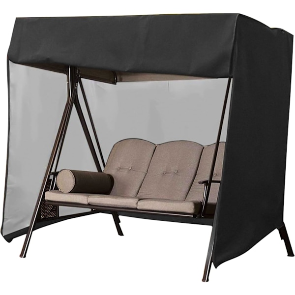 Utomhusgungskydd, Gungskydd 3-sits Vattentätt, 87x49x 67 tum, Veranda Gungskydd för Utomhusmöbler (Svart) Black
