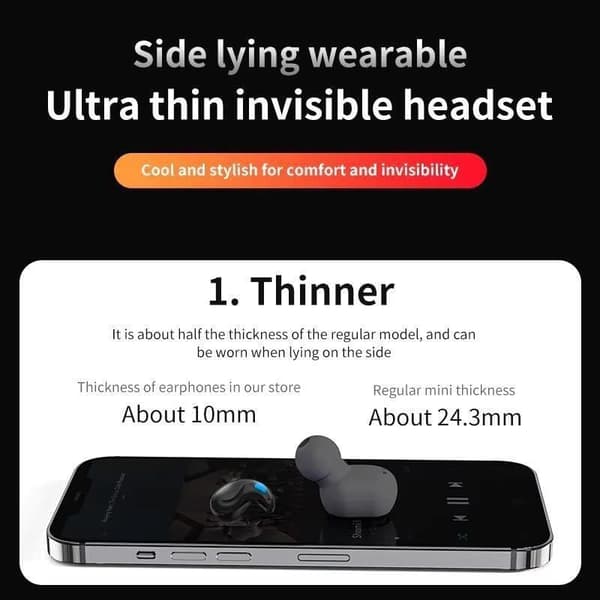Sovhörlurar, trådlösa Bluetooth 5.3 Mini In-Ear-hörlurar, komfort för sidosovande, 30 timmars batteritid, LED-display, mikrofon