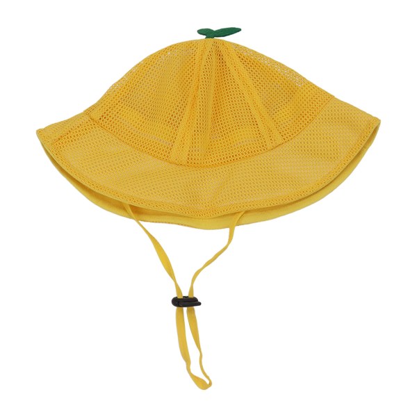Barnehatt med justerbar snor, søt netting, pustende sommerhatt, gul yellow