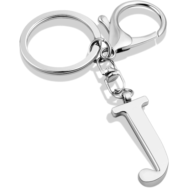 Nyckelring med guldbokstav A-Z för kvinnor, väskacharm, handväskacharm, metallinitialbokstavsnyckelring Silver-j
