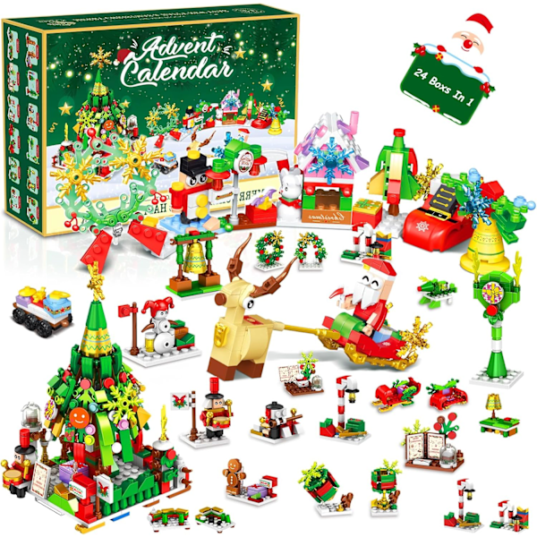 Kalender 2024, 618 Stycken Julbyggklossar Set, Mini Julbyggklossar, Nedräkning Jul Leksak, Julgåvosatser för Vuxna, Hall