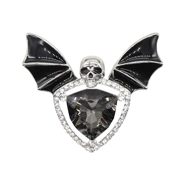 Halloween-skalle brosch Kvinnors kristallfladdermus Gotisk brosch 4.7cm4cm vit silver