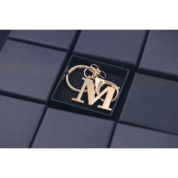 Nøglering med Guld Bogstav A-Z til Kvinder Taske Charms Pung Charms Til Håndtasker Metal Alphabet Initial Letter Nøglering M