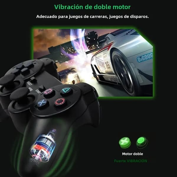 Sort Transparent Vibrerende Trådløs Gamepad, Kompatibel med PS2, PC USB Controller