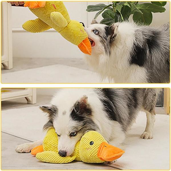 Quack-Quack Andedukke Hundefile, 2024 Nyeste Holdbar The Mellow Dog Rolig Andedukke Hundefile, Gul Stuffet Andedukke Hundefile for Hunder Innendørs Valp (Gul) Yellow