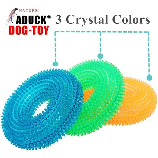 Hunde Squeaky Tyggelegetøj til Aggressive Tyggere Tandpleje Tandspiring Rengøring (Ikke-giftig Blød Naturlig Gummi), Sød Krystalring Design -4.92 tommer (Sort) Crystal Blue