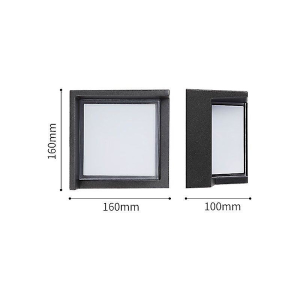 Indendørs/udendørs væglampe, moderne LED-væglampe til soveværelse, Ip65 vandtæt firkant 160*160*100 MM 12W varm hvid
