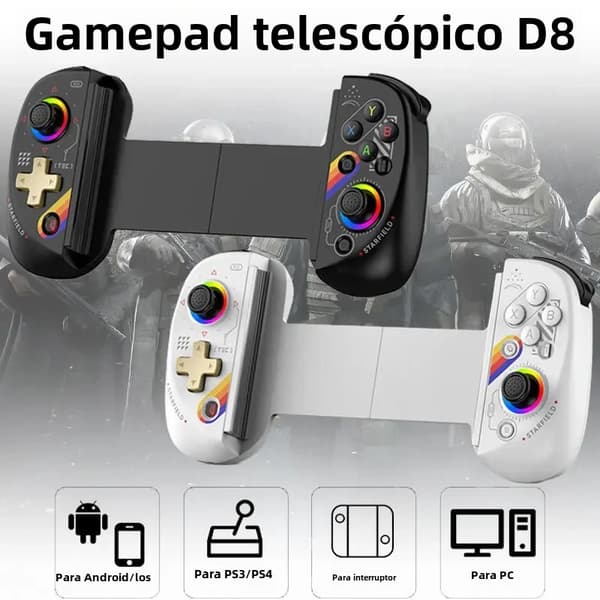 D8 Grå RGB Trådløs Tablet Controller Kompatibel med Switch, Android & iOS