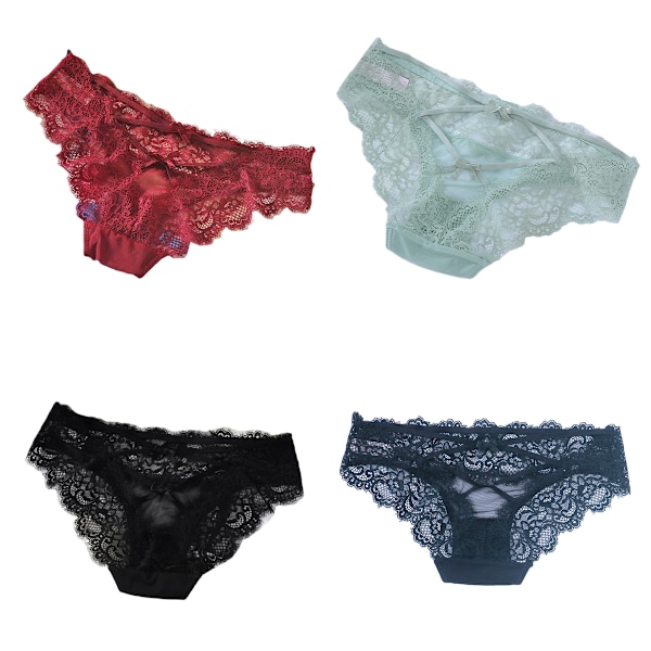 Naisten seksikäs kolmionmuotoiset alushousut Plus Size, matala vyötärö, ei pörröinen, hengittävä, neljän osan setti. M
