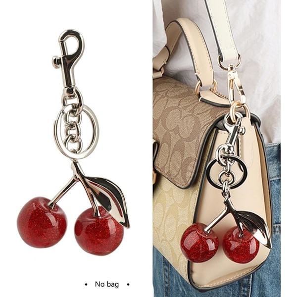 Kirsebær Nøglering Vedhæng, Hængende Kirsebær Dekoration, Fremstillet af Harpiks Legering Materiale, Et Sødt Vedhæng med Unik Charme Silver Cherry