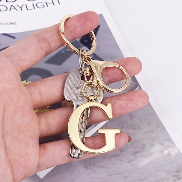 Nyckelring med guldbokstav A-Z för kvinnor, väskacharm, handväskacharm, metallinitialbokstavsnyckelring G