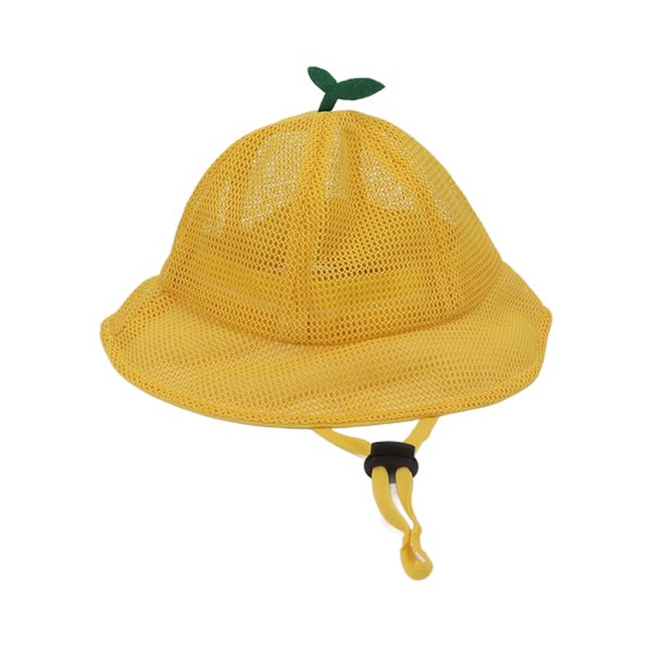Barnens hinkhatt justerbar rep söt mesh andningsbar sommar solhatt gul yellow