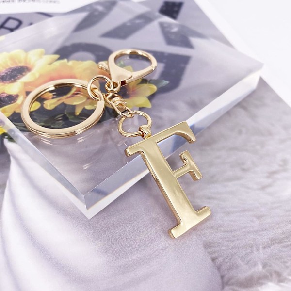 Nøglering med Guld Bogstav A-Z til Kvinder Taske Charms Pung Charms Til Håndtasker Metal Alphabet Initial Letter Nøglering F