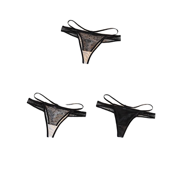 Naisten ohuet läpinäkyvät hihnat, matala vyötärö, seksikäs ristikkäinen kevyt kolmionmuotoinen stringi, kolmen osan setti. 2XL