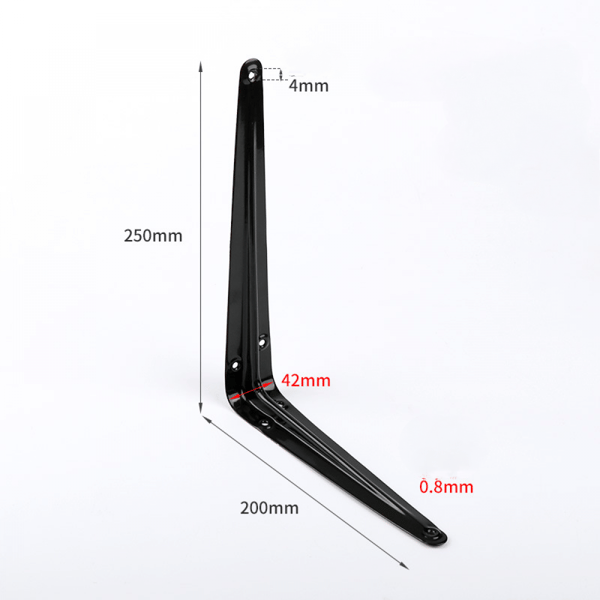 Perforeret metalkonsolholder, 200×250mm, 2 farver, 2-delt sæt black