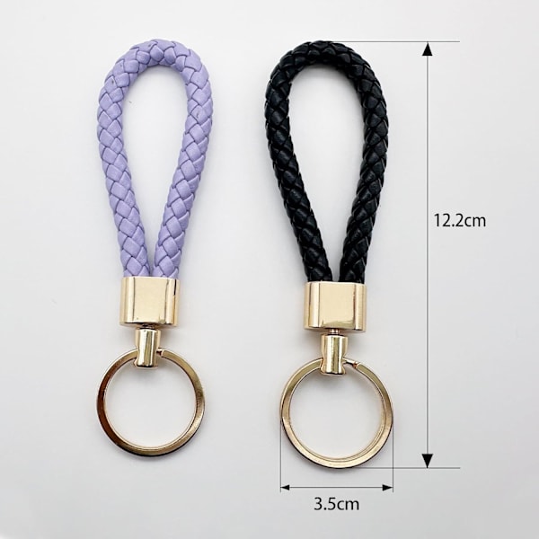 2 stk Håndvævede Flettede Læder Nøgleringe, Nøglering Remme til Mænd og Kvinder, Metal Nøglering til Hjemmebilnøgler Purple