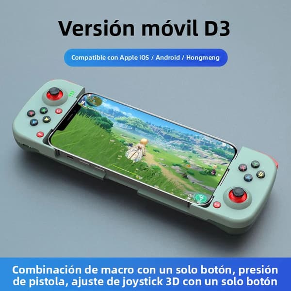 Blå mobil spillkontroller kompatibel med iPhone og Android, joystick med lav latens
