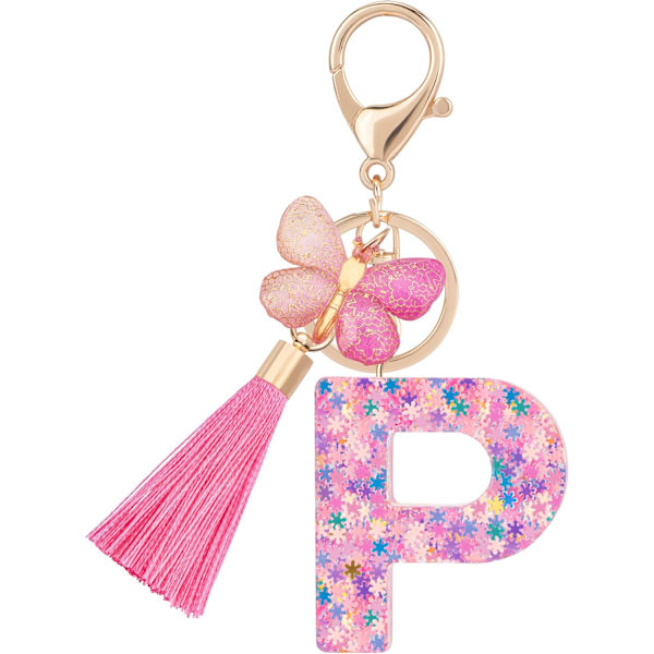 Sööt roosad võtmehoidjad naistele ja tüdrukutele, algustähega võtmehoidjad tutiga, ripatsid võtmetele, rahakotile, käekottidele ja seljakottidele Colorful Pink Butterfly-p
