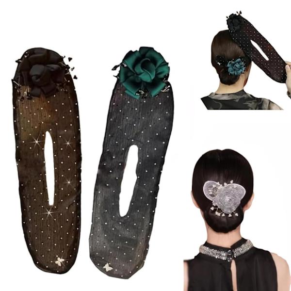 Bollhårklämma med bulletillverkare Twister för långt tjockt hår, 2024 Ny Lazy Curler med Easy Fast Snap Roll Hair Tool, Flower Bun Roller Hårstyling B