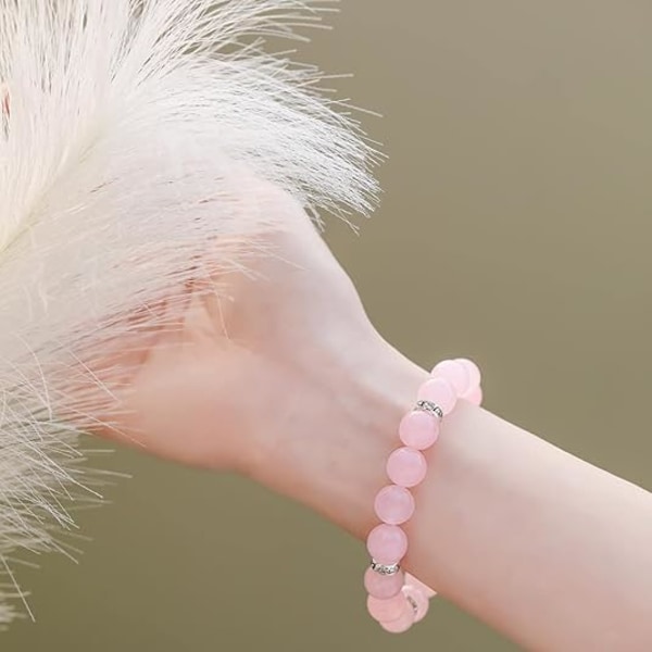 Helende armbånd til kvinder Angst krystal armbånd Chakra perlearmbånd Rosenkvarts krystaller og helbredende sten smykker armbånd Pink