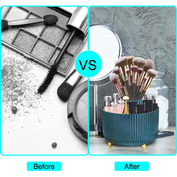 360° Roterende Makeup Brush Organizer Kosmetikholdere (marinblå) Mörkblå