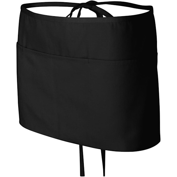 12-pack - Svarta Serveringsförkläden i Midjan, Servitrisförkläde med 3 Fickor