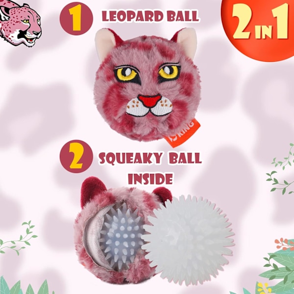 DKING 3-pak Squeaky Hundefballer, 2 i 1 Morsomme Valpeballleker, Bursdags Hundefilek for Små og Mellomstore Hunder (Monster Ball) 1