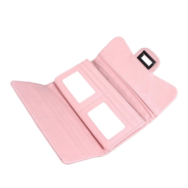 Pitkä lompakko ruudullinen kuvio suuri kapasiteetti kannettava monitoiminen naisten käsilaukku joka sopii päivittäiseen ostoksille vaaleanpunainen