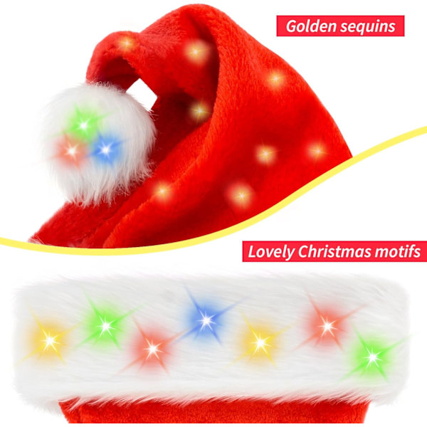 BOSONER Tomtehatt: Julhatt Vuxen - Tomtehatt för Kvinnor och Män - LED Tomtehatt 1 Pack With Led