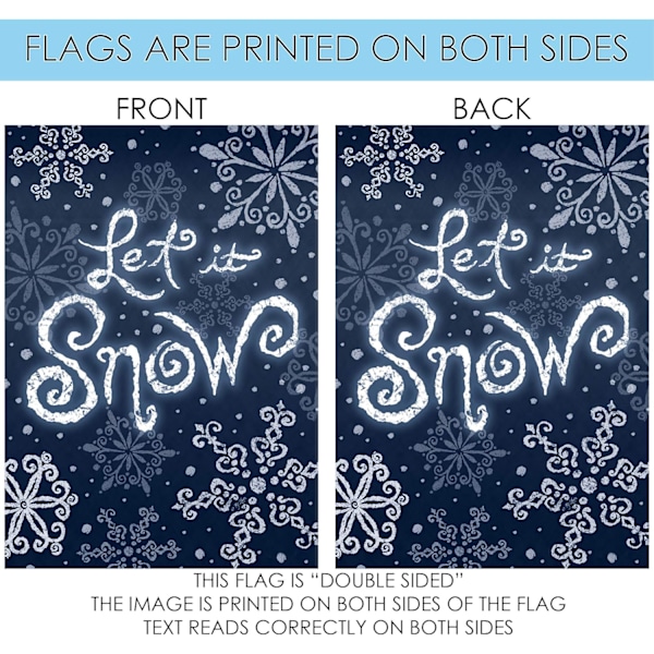12x18 Tommer Dobbeltsidet Haveflag Vinterflag, Snefnug Krans Julevinter Haveflag Husflag Til Udendørs Have Dekoration Let It Snow