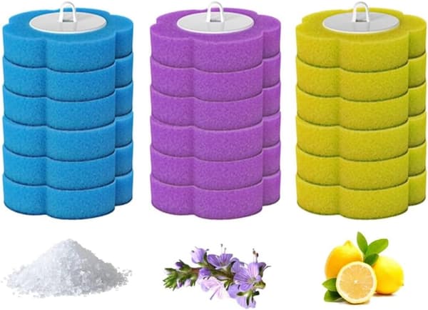 Engångs Toalettborste Refill Svampar, 18 st, 3 Lager, Blå, Lila, Gul 18pcs