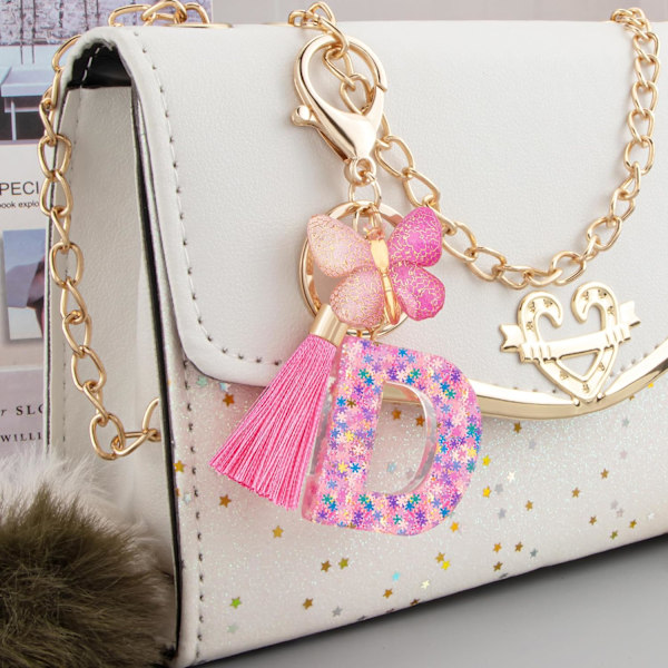 Sööt roosad võtmehoidjad naistele ja tüdrukutele, algustähega võtmehoidjad tutiga, ripatsid võtmetele, rahakotile, käekottidele ja seljakottidele Colorful Pink Butterfly-d