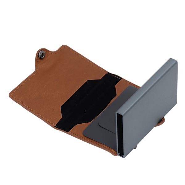 Aluminiumlegering PU-pung, Anti-tabt, Ultra-tynd ID-kreditkortholder, Egnet til Locator Tracking Device-Apricot Apricot