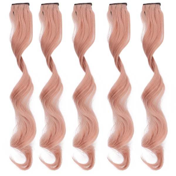 5-pack hårförlängning Highlight Peruk Kvinnor Mode Osynlig Sömlös Naturlig hårförlängningsbunt Öronfärgat lockigt hår Färg Clip Peruk Grapefrukt Rosa