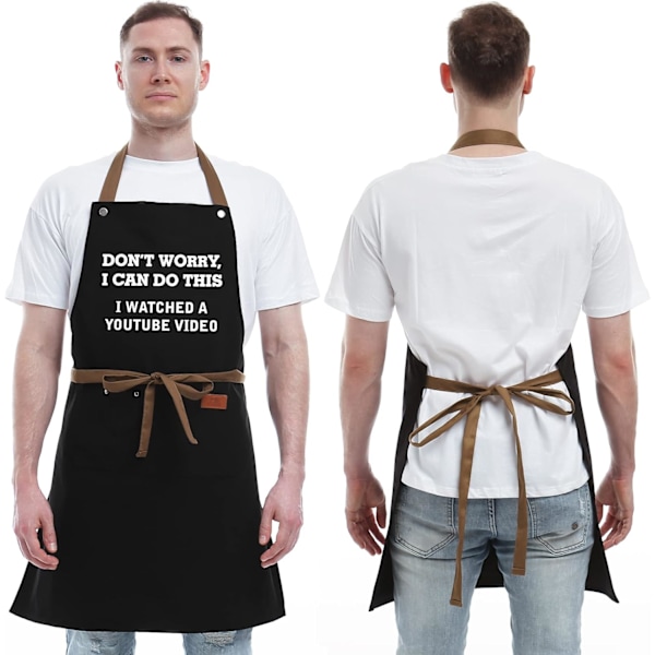 Presenter för pappa, roliga presenter för make, pojkvän, bror, män Unika födelsedagspresenter – BBQ-kockförkläde med 3 fickor A