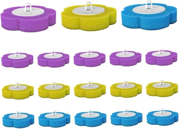 Engångs Toalettborste Refill Svampar, 18 st, 3 Lager, Blå, Lila, Gul 18pcs