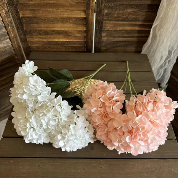 5-hodet håndtakbukett simulering hortensia bryllups scene arrangement blomstervegg blomsterarrangement dekorative kunstige blomster bryllup simulering blomster