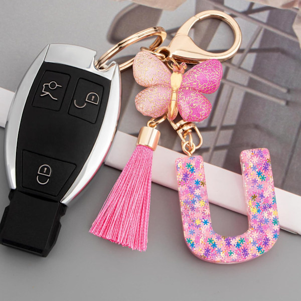 Sööt roosad võtmehoidjad naistele ja tüdrukutele, algustähega võtmehoidjad tutiga, ripatsid võtmetele, rahakotile, käekottidele ja seljakottidele Colorful Pink Butterfly-u