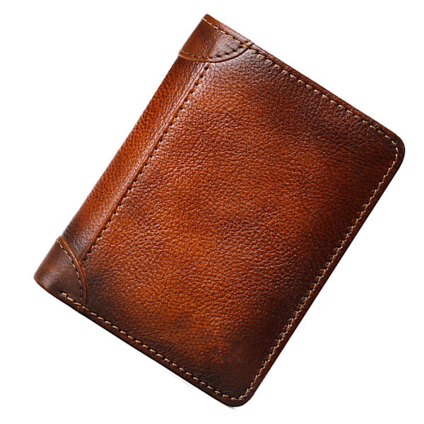 Stor rymlig trifold plånbok Retro stil multi-kortplats herr äkta läder plånbok - gul brun