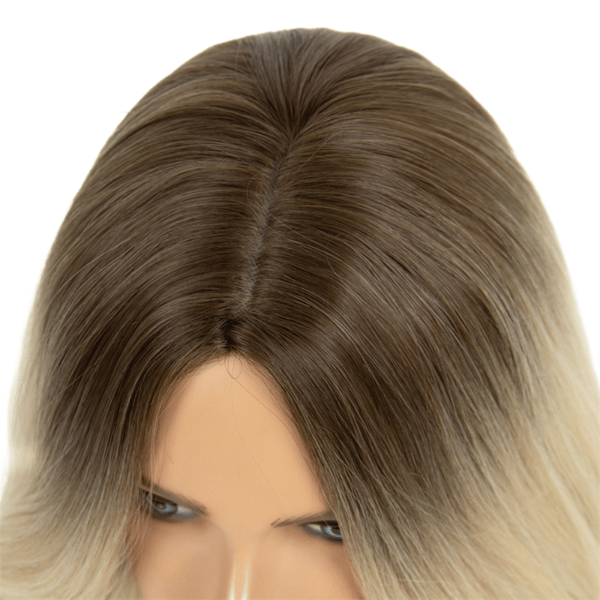 Lång vågig peruk för kvinnor 65cm Platinablond Gradient Fluffig Voluminös Värmebeständig