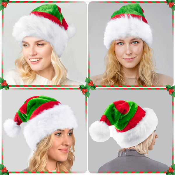 Tomtemössa, Julhatt, Julhatt för Unisex Vuxna, Tjock Sammet Bekväm Klassisk Tomtemössa för Jul, Present till Kvinnor, Män