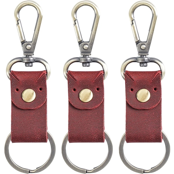 Aito Nahkainen Avaimenperä, Pieni Avaimenperä Miehille ja Naisille, Avaimenpidike Miesten Vyö Avaimenperä Rengas, JC307 3pack-red