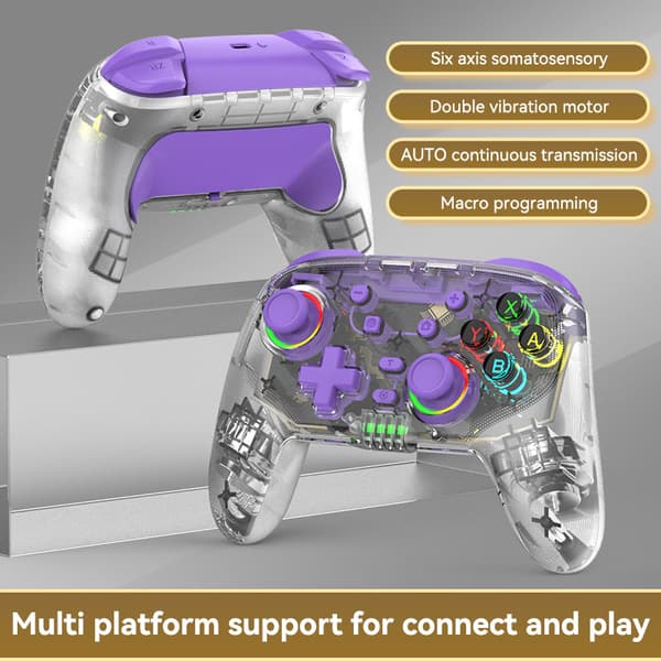 Blå trådløs Bluetooth-spillkontroller kompatibel med Nintendo Switch, vekkefunksjon